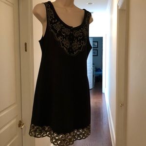FREE PEOPLE BLACK & GOLD sleeveless dress